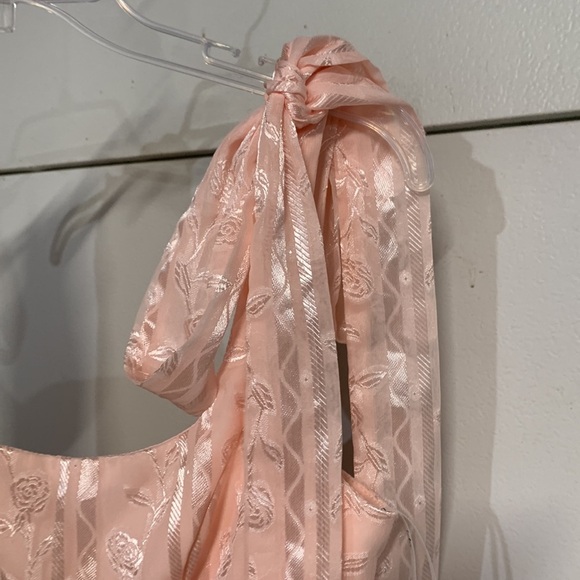 LULUS WOMENS PICTURESQUE ALLURE BLUSH PINK JACQUARD TIE STRAP MAXI DRESS XS - Picture 6 of 11